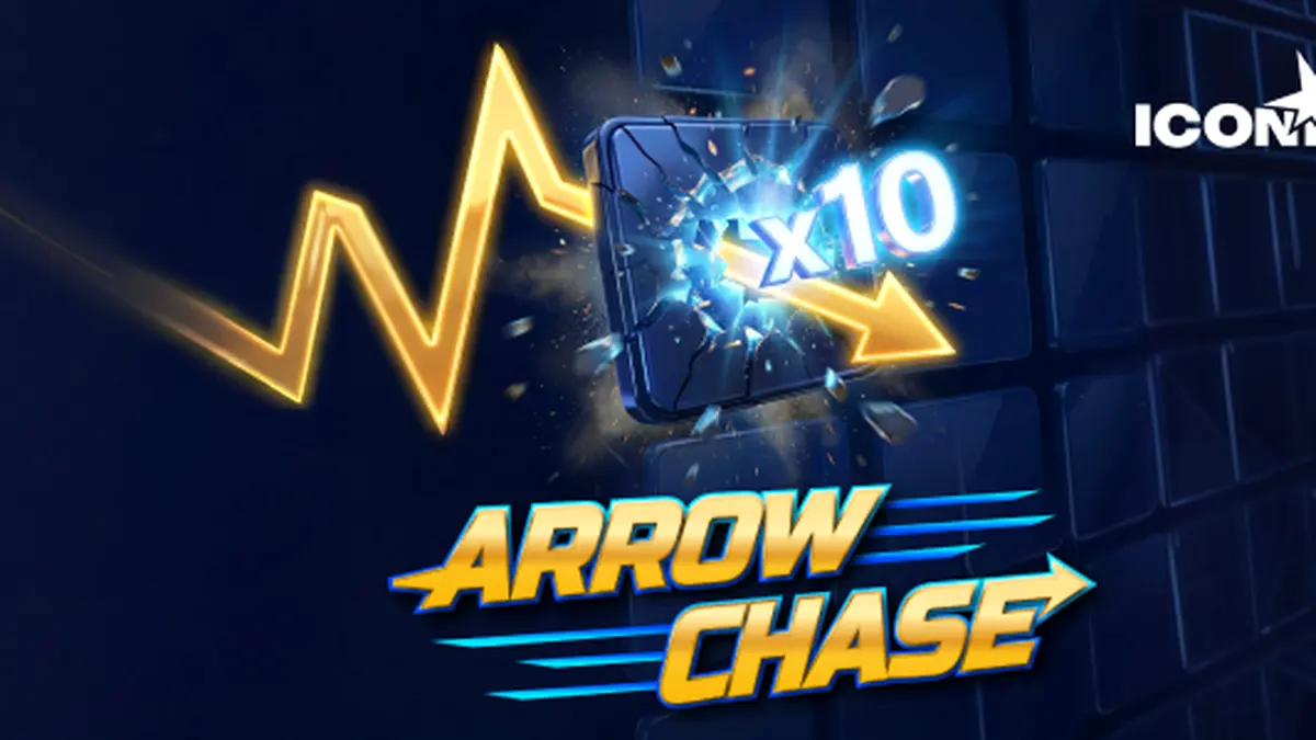 Tampilan visual dinamis dari permainan Arrow Chase dengan grid pengali yang menarik